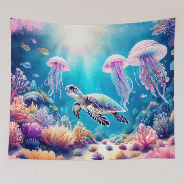 Item preview, Colorful Sea Turtle and Jellyfish designed and sold by MystAvalon.