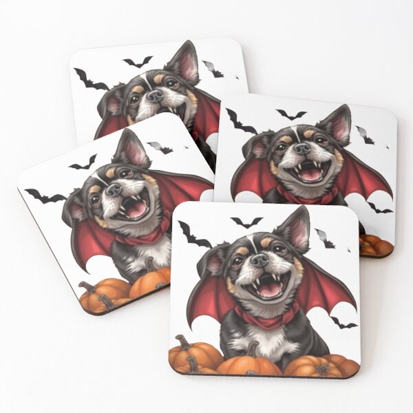 Item preview, Halloween Vampire Dog with Pumpkins designed and sold by Pawsomeprints59.
