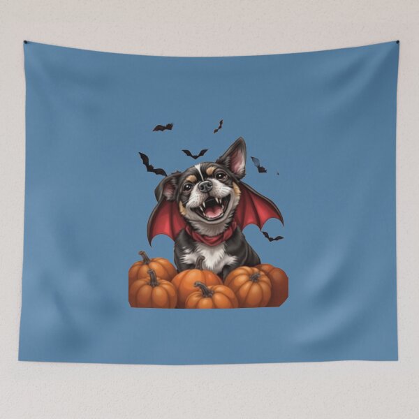 Item preview, Halloween Vampire Dog with Pumpkins designed and sold by Pawsomeprints59.