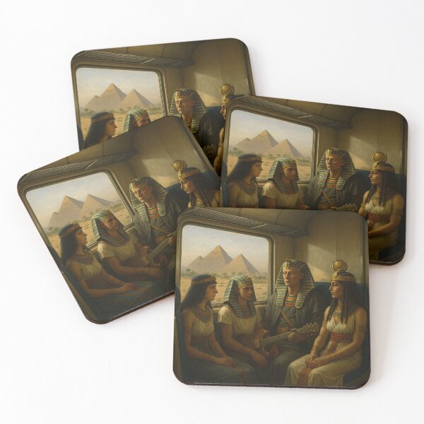 Item preview, Pharaohs on a Modern Train with Guitars by the Pyramids – Ancient Rockstars! designed and sold by Queen Cleopatra.