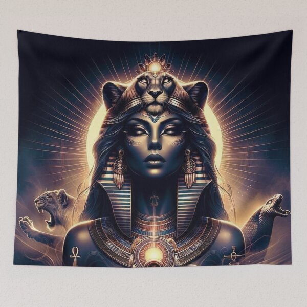 Item preview, Sekhmet Goddess of War and Protection | Egyptian Mythology Divine Artwork designed and sold by AnalajiaDesigns.
