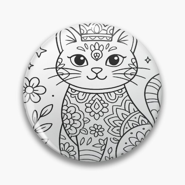 Item preview, Coloring Book Style Cat with Crown Design designed and sold by TrendingGemsZone.