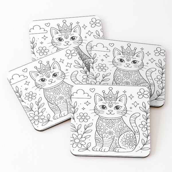 Item preview, Coloring Book Style Cat with Crown Design designed and sold by TrendingGemsZone.