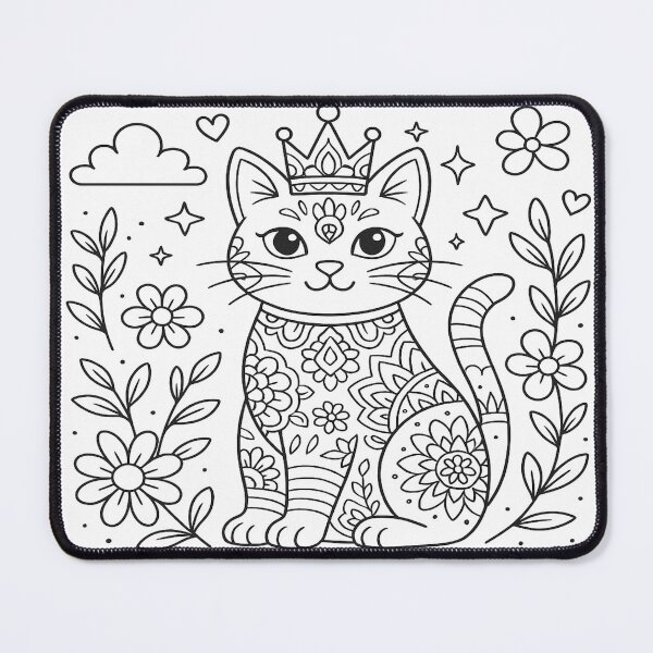 Item preview, Coloring Book Style Cat with Crown Design designed and sold by TrendingGemsZone.
