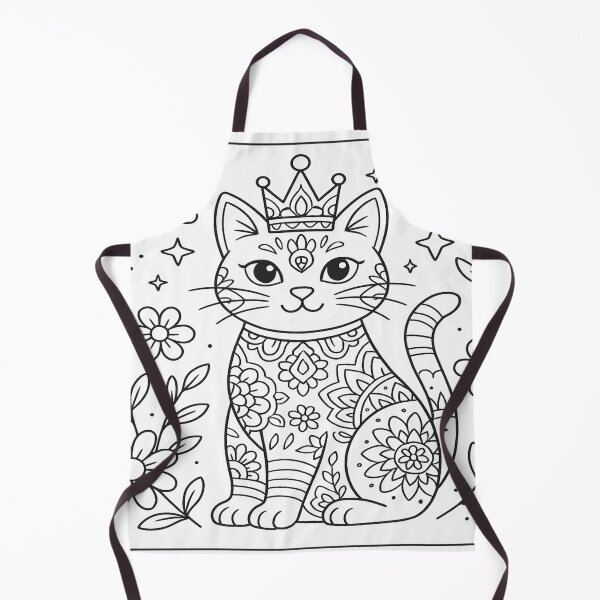 Item preview, Coloring Book Style Cat with Crown Design designed and sold by TrendingGemsZone.