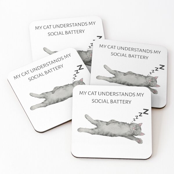 Item preview, My Cat Understands My Social Battery | Funny Introvert Cat Lover T-Shirt designed and sold by Totally Mood .