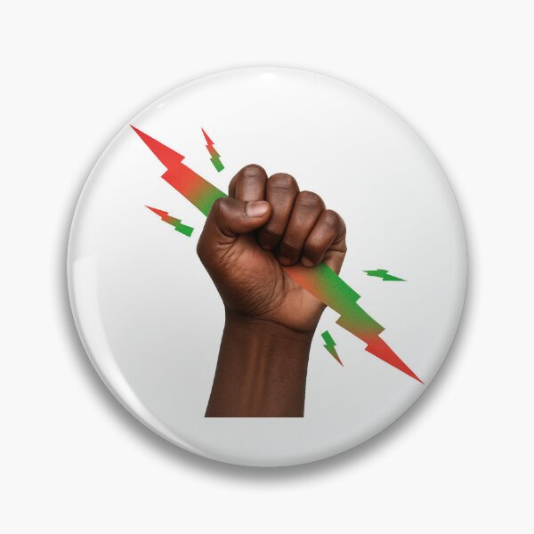 Item preview, Black fist with red & green sparks, power, resistance, electricity, rebellion, protest art, energy, revolution, thunder, strength symbol. designed and sold by Nerdy-Tees.