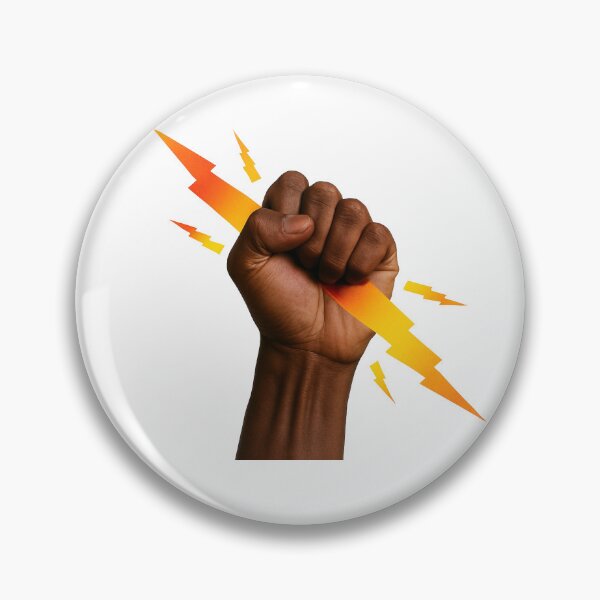 Item preview, Black fist with red & yellow sparks, power, resistance, electricity, rebellion, protest art, energy, revolution, thunder, strength symbol. designed and sold by Nerdy-Tees.
