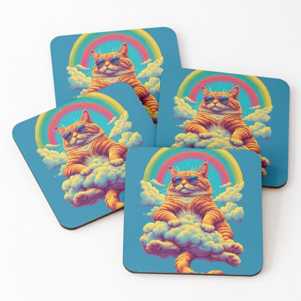 Item preview, Swag Cat Retro Chill Cat with Rainbow Aura designed and sold by PawAutumn.