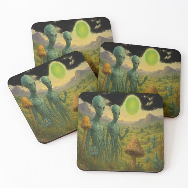 Item preview, Surreal Alien Explorers in Strange World with Green Sun and Giant Plants designed and sold by S-Dstyle.