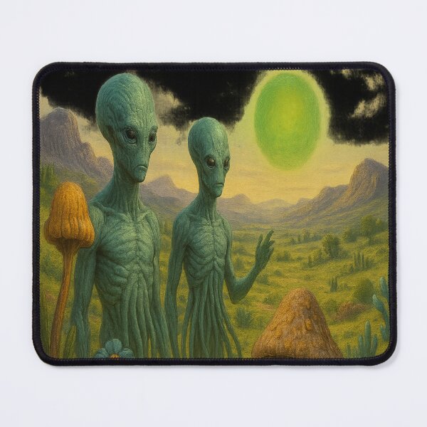 Item preview, Surreal Alien Explorers in Strange World with Green Sun and Giant Plants designed and sold by S-Dstyle.