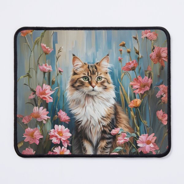 Item preview, Cat Kitten On A Log Among Flowers designed and sold by Ciervo Primavera.
