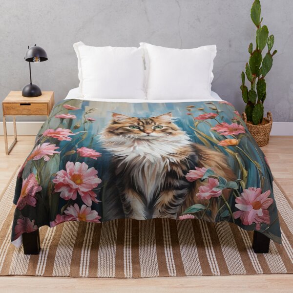 Item preview, Cat Kitten On A Log Among Flowers designed and sold by Ciervo Primavera.