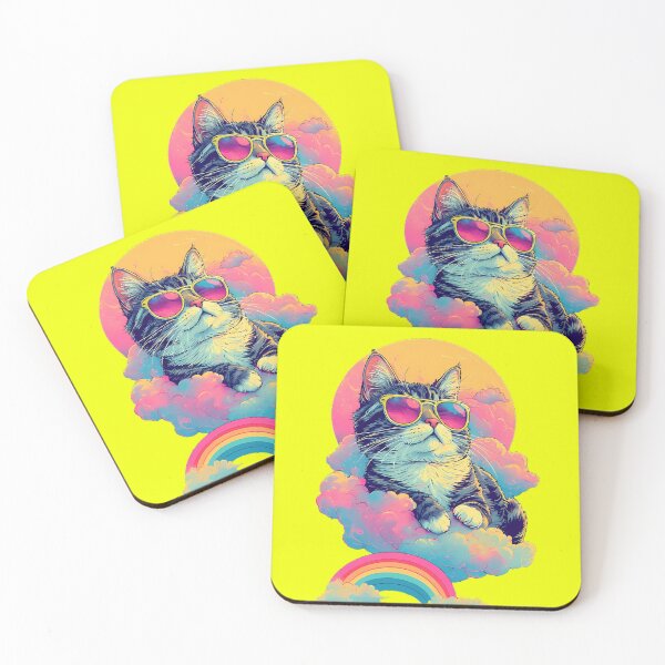 Item preview, Swag Cat Retro Chill Cat with Rainbow Aura designed and sold by PawAutumn.