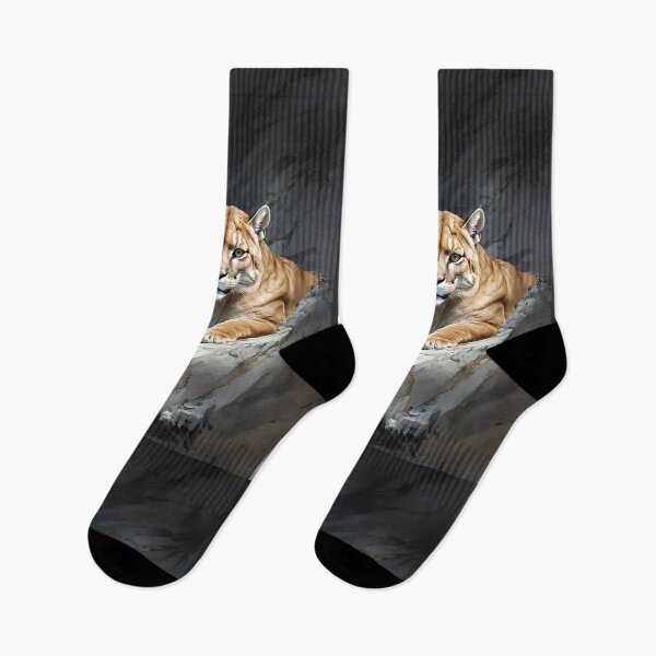 Item preview, Puma Behind the Rocks Hunting at Night designed and sold by Ciervo Primavera.