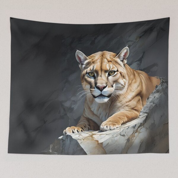 Item preview, Puma Behind the Rocks Hunting at Night designed and sold by Ciervo Primavera.