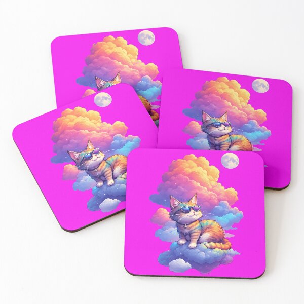 Item preview, Swag Cat Retro Chill Cat with Rainbow Aura designed and sold by PawAutumn.