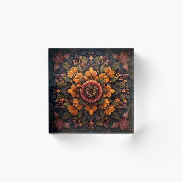 Aperçu de l'œuvre Mandala nature feuilles et fleurs d'automne créée et vendue par LabMandala.