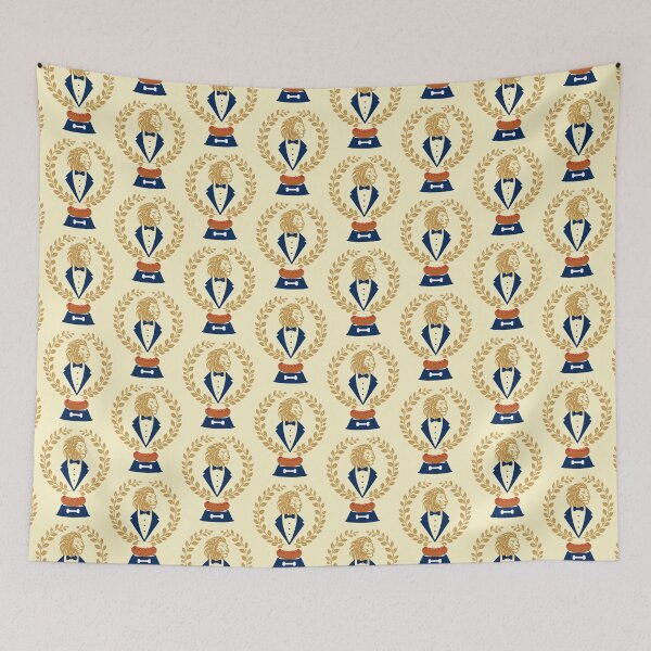 Item preview, Victorious Lion Between Laurel Wreaths Eating Hot Dog designed and sold by Ciervo Primavera.