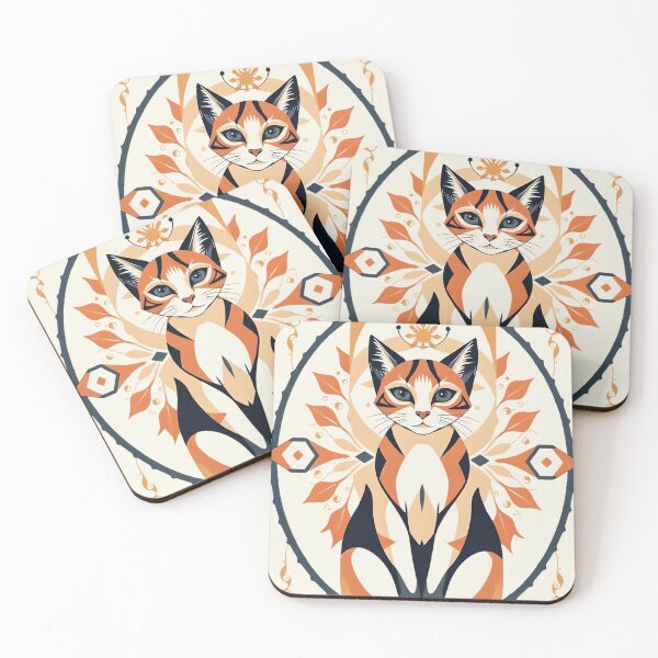 Item preview, Geometric Art With Deep Gray And Orange Cat designed and sold by Ciervo Primavera.