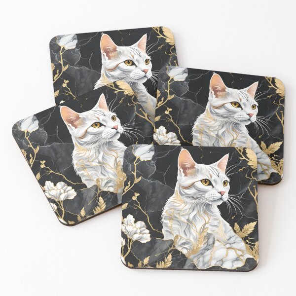 Item preview, Black Marbling With White Cat designed and sold by Ciervo Primavera.
