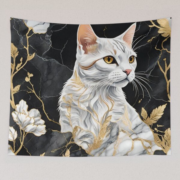Item preview, Black Marbling With White Cat designed and sold by Ciervo Primavera.