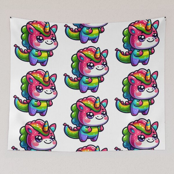 Item preview, Adorable Rainbow Unicorn Dragon Fantasy Collectible designed and sold by DibuHumor.