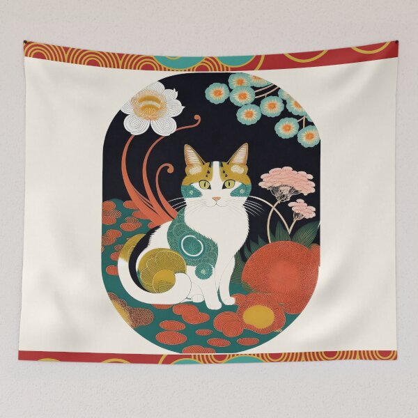 Item preview, Mottled Cat With Spirals In A Garden designed and sold by Ciervo Primavera.