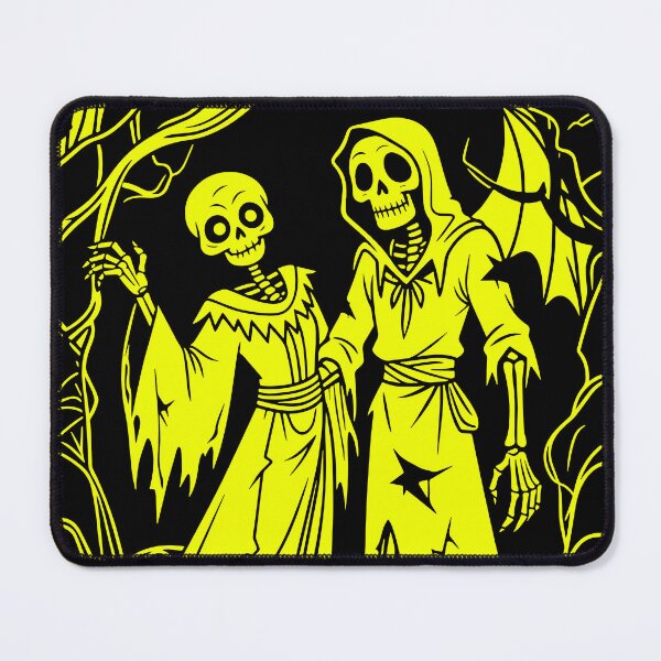 Item preview, Gothic Skeleton Couple Illustration – Neon Yellow Horror Art designed and sold by Arbortising.