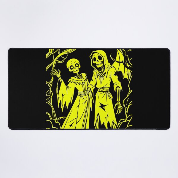 Item preview, Gothic Skeleton Couple Illustration – Neon Yellow Horror Art designed and sold by Arbortising.
