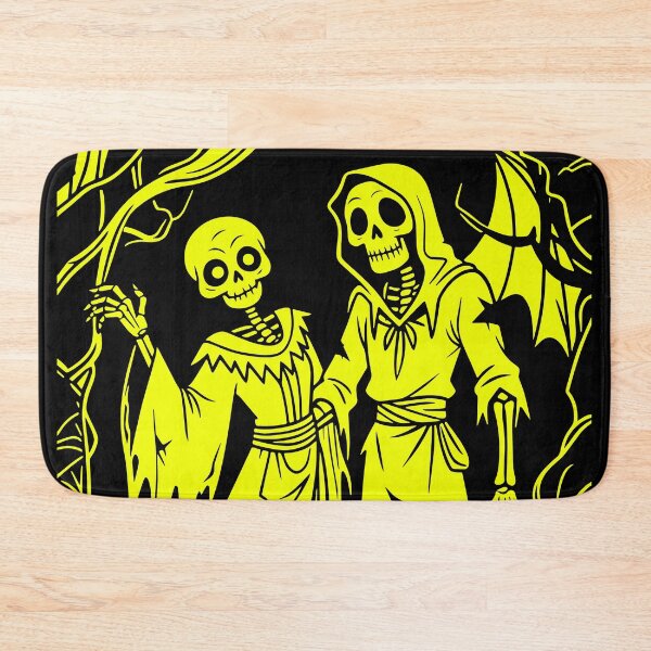 Item preview, Gothic Skeleton Couple Illustration – Neon Yellow Horror Art designed and sold by Arbortising.