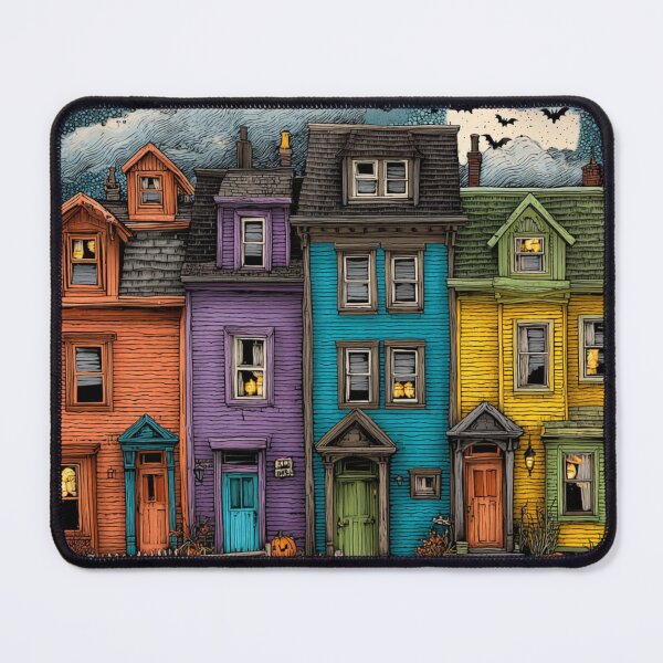 Item preview, Jellybean Row Halloween – Colorful Haunted Houses designed and sold by EastEndTownie.