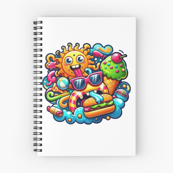 Item preview, Smiling Summer Sun, Ice Cream and Fun Food in Vibrant Doodle Style designed and sold by DibuHumor.