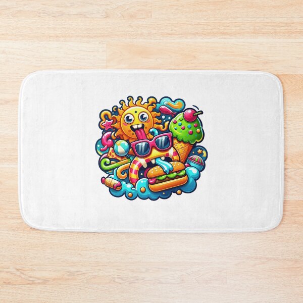 Item preview, Smiling Summer Sun, Ice Cream and Fun Food in Vibrant Doodle Style designed and sold by DibuHumor.