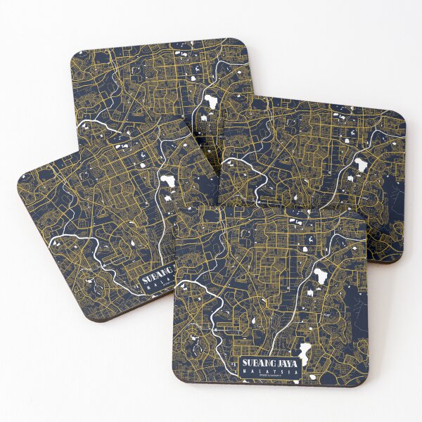 Item preview, Subang Jaya City Map of Malaysia - Gold Art Deco designed and sold by deMAP.