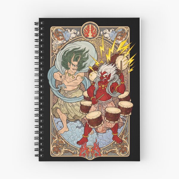 Item preview, Art Nouveau Fujin & Raijin – Tempest and Thunder Spirits designed and sold by Atelier Jin.
