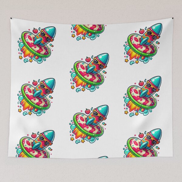 Item preview, Summer Space Rocket with Sunglasses and Float Ring Fun Doodle Design designed and sold by DibuHumor.