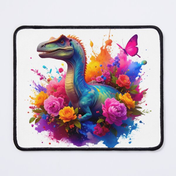 Item preview, Colorful Dinosaur Explosion with Flowers designed and sold by PixeloraStudio.