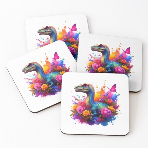 Item preview, Colorful Dinosaur Explosion with Flowers designed and sold by PixeloraStudio.