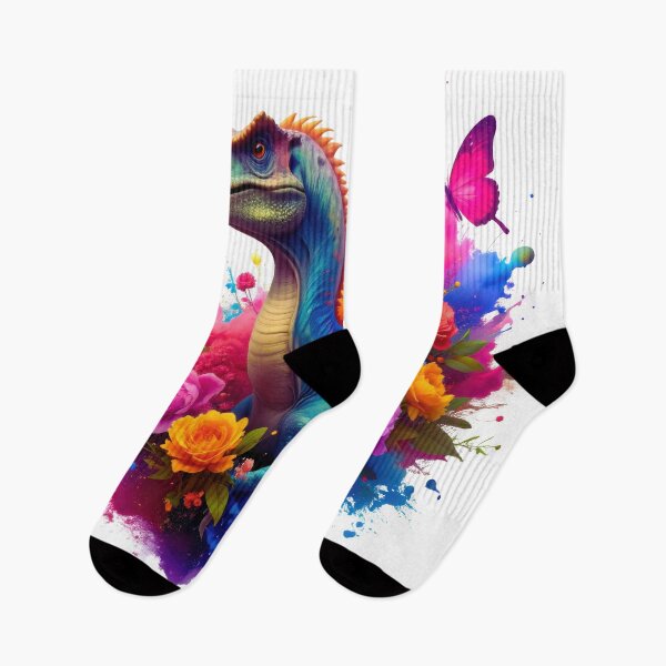 Item preview, Colorful Dinosaur Explosion with Flowers designed and sold by PixeloraStudio.