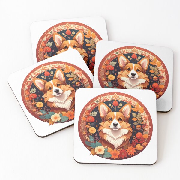 Item preview, Autumn Corgi Surrounded by Fall Flowers designed and sold by PixeloraStudio.