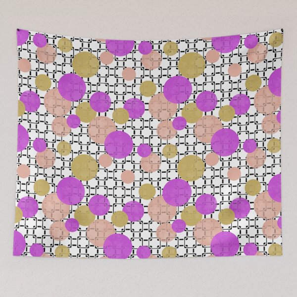 Item preview, Multicolored watercolor polka dots on a geometric background  multicolored designed and sold by fuzzyfox.