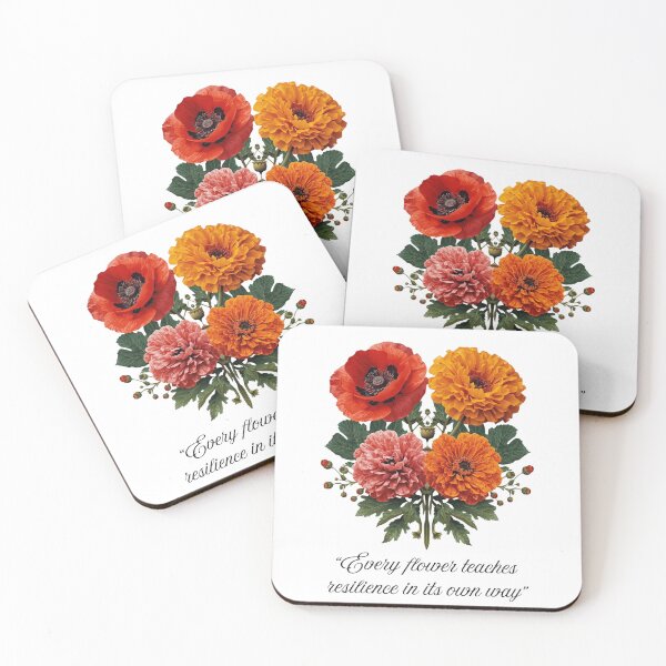 Item preview, “Botanical Collage of Poppy, Geranium & Calendula with Inspirational Quote” designed and sold by NomadikStudio.