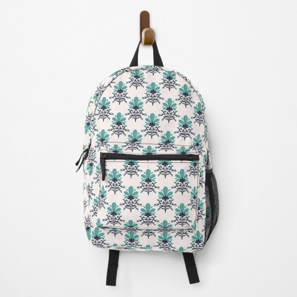 Item preview, Rustic block print flowers - teal and cream designed and sold by Home Cyn Home.