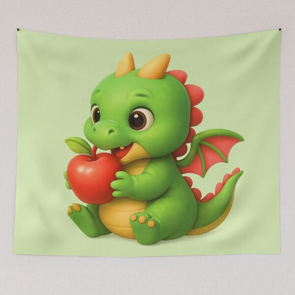 Item preview, Baby Dragon with Apple – Mystical Sweetness designed and sold by DataPixelRenzo.