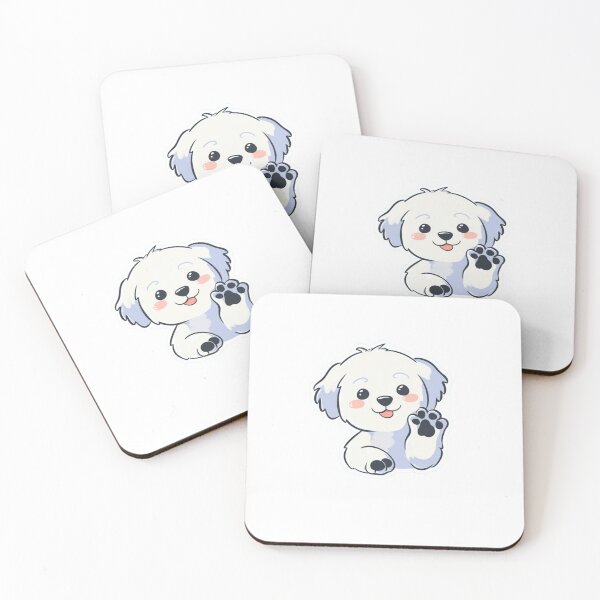 Item preview, Kawaii Puppy Wave – Cute Waving Dog Sticker with Blush Cheeks and Paw Print designed and sold by StickerHavenn.