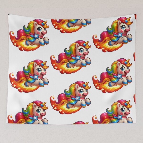 Item preview, Flying Unicorn with Rainbow Hair Magical and Colorful Design designed and sold by DibuHumor.