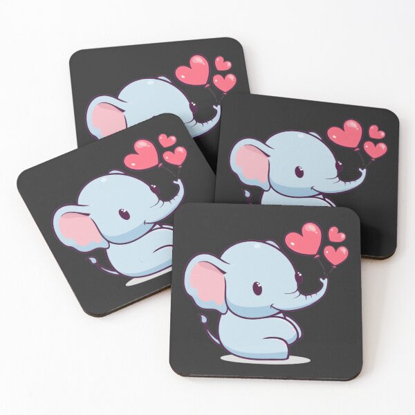 Item preview, Chibi Elephant Blowing Heart Bubbles – Cute Kawaii Funny Elephant Design designed and sold by ColorSplash123.
