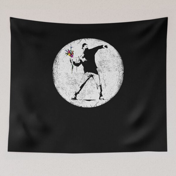 Item preview, Banksy Protester Throwing Flowers designed and sold by idu-suo.