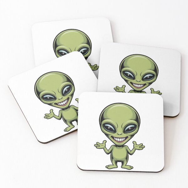 Item preview, Cute Funny Playful Smiling Green Cartoon Alien Space Character designed and sold by OodChillArt.